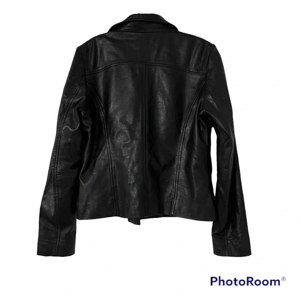 Halogen 100% Genuine Leather Black Moto Jacket Size XS